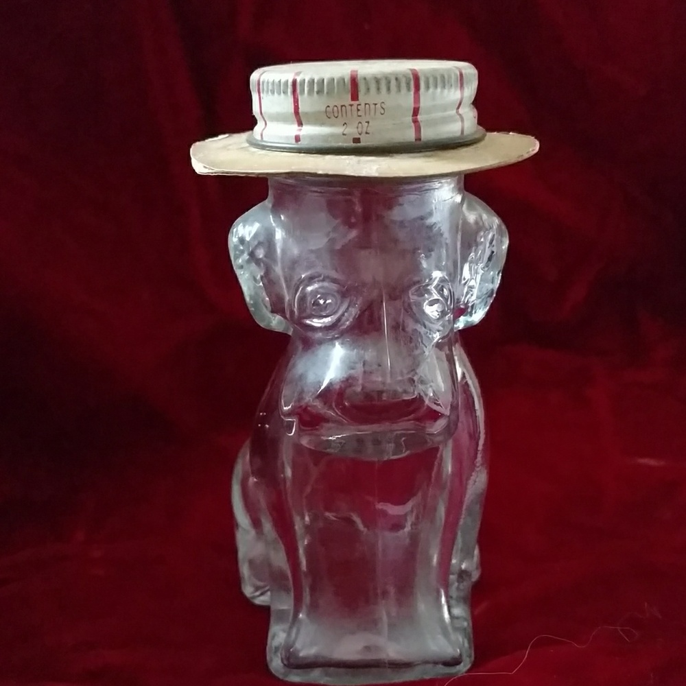 Vintage Dog Luxury Bubble Bottle 1940's 1950's Old Bath Collectible Clear Glass